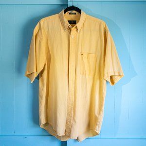 Men’s Short Sleeve Button Up Easy Care Yellow M
